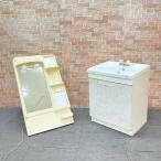 [ б/у товар ][ хорошая вещь ] эмалированный вентиль вентиль имеется рука . шт. умывание туалетный столик 1 поверхность зеркало зеркало. комплект ( ширина 60cm 600mm) 56K