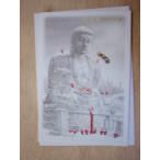 日本の風景のクリスマスカード,モノクローム「鎌倉大仏とサンタクロース」【ネコポス可】