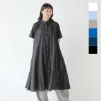 【30%OFF】ミズイロインド mizuiro ind 60ローン コットン ハーフスリーブ フレア シャツ ワンピース 2-250085 レディース