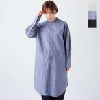 ショッピングティアード セール【30%OFF】グラム g コットン タイプライター バンドカラー シャツ ワンピース g-632 レディース