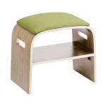 曲げ木玄関椅子/スツール 　幅47cm  コンパクト 木製×ファブリック 座面下収納/取っ手付き グリーン  緑  　完成品