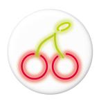 Yahoo! Yahoo!ショッピング(ヤフー ショッピング)ネオン風缶バッジ 【フルーツ-cherry-】 ホワイト ボールチェーンタイプ