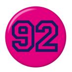 背番号缶バッジ 【92】 ピンク ストラップタイプ
