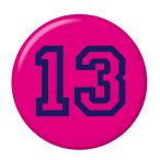 背番号缶バッジ 【13】 ピンク ストラップタイプ