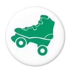 Yahoo! Yahoo!ショッピング(ヤフー ショッピング)ローラースケート缶バッジ 【緑】 ミラー（鏡）タイプ