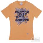 ヴィヴィアンウエストウッドマン Vivienne Westwood MAN Tシャツ 半袖 薄オレンジ ネイビー ドット絵 プリント オーブ刺繍入り Sサイズ VI-V9-74266-730 S58639