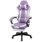 SWOLOL ゲーミングチェア 女性 オットマン付き フラワー式デザイン 花の言葉 多機能 連動ひじ掛け ゲーム用 デスクチェア レディース PUレザ