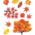 Sticker Fun ラメ入りシール 紅葉の木 / 秋柄 紅葉 軟らかい 厚盛りインク キラキラ 奥山商会 日本製