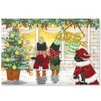 クリスマス ポストカード ねこ / 猫 ネコ クリスマス ツリー 茜ことこ 箔押し はがき