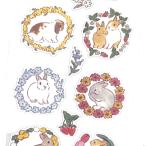 ショッピングうさぎ もりやましなこ うさぎさんと春のリース コットンペーパーシール / ウサギ 箔押し 和紙 シール