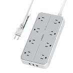電源タップ 延長コード 2m usb コンセント 8個AC口 3USBポート テーブルタップ 壁掛け マルチタップ oaタップ たこ足配線 雷ガ