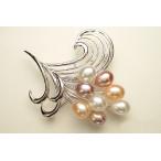 真珠パールブローチ　湖水パール8pcsシルバーブローチ「淡水真珠　湖水真珠　パール　ブローチ」6月誕生石