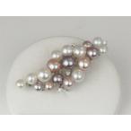 真珠パールブローチ　淡水真珠パールブローチ淡水パールマルチカラーシルバーデザインブローチ