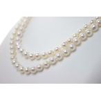 真珠 パール ロング ネックレス あこや真珠 ロング パールネックレス 6mm-6.5mm 80cm ホワイトピンクカラー シルバー バロックパール アコヤ本真珠カジュアル