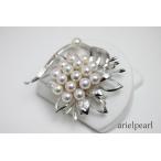 真珠パールブローチあこや真珠パールブローチ7mm-7.5mm17pcsホワイトピンクカラーデザインシルバー帯留め兼用冠婚葬祭卒業式入学式