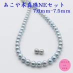 真珠 パール ネックレス セット あこや真珠 アコヤ本真珠 パールネックレス 7mm-7.5mm シルバー ブルーグレーカラー 冠婚葬祭 葬儀 葬式 法事15443