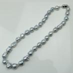 真珠 パール ネックレス 南洋白蝶真珠 パールネックレス 10mm-13mm バロックパール カジュアル 大粒 大珠 シルバーグレーカラー 15589