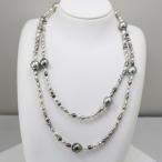 真珠 パール ロング ネックレス 黒蝶真珠 ロング パールネックレス 黒蝶ケシパール タヒチケシパール マルチカラー ブラックパール ブ..