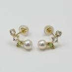 真珠 パール ピアス あこや真珠 パール ピアス ベビーパール 4mm-4.5mm  k18WGか K18 半貴石 ホワイトカラー デザイン 15663