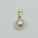 真珠 パール ペンダント あこや真珠 パールペンダント 6.5mm-7mm ホワイトカラー デザイン K18 K18WG ダイヤ 冠婚葬祭 カジュアル プレゼント 15797