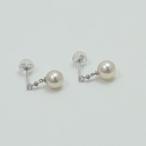 真珠 パール ロング ピアス あこや真珠 ロング パールピアス 6.5mm-7mm ホワイトカラー ホワイトトパーズ 揺れる デザイン カジュアル アコヤ本真珠 15807