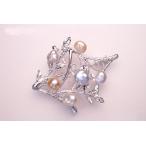 真珠パールブローチ　白蝶真珠南洋真珠南洋ケシパール6pcsシルバー真珠ブローチ6月誕生石