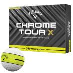 新作 2025年モデル キャロウェイ CHROME TOUR X 360 STRIPE クロム ツアーX ゴルフボール 1ダース(12球入り) 360° イエロー ストライプ