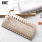 L字ファスナー長財布 薄型 レース生地型押し 花柄 LiBERTE リベルテ フルート 日本製 本革 0350800