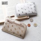 L字ファスナー ミニ財布 薄型 レース生地型押し ドット LiBERTE リベルテ フルート 日本製 本革 0350803