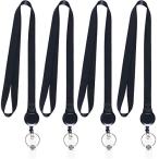 [AMUU] ネックストラップ 首掛け 吊り下げ名札用リール リールクリップキーホルダー 平紐 伸びるリールストラップ リコイルリング 定期入れ・パスケ