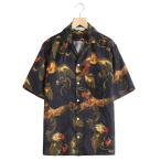 NIPOALOHA / �j�|�A���n �F SILK SHORT SLEEVE ALOHA SHIRT�qCOCK FIGHTING/ BLACK BLUE�r �F N26-SSH02