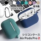 AirPods Pro 2 ケース カラビナ付 シリコン製 / 第2世代 カラフル シンプル エアーポッズプロ2 エアポッズプロ2 カバー 耐衝撃 送料無料