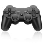PS3 コントローラー PS3 ワイヤレスコントローラー Bluetooth ワイヤレス ゲームパッド USB ケーブル 振動機能 充電式 アシストキャップ 2枚付き