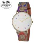 COACH コーチ Perry ペリー レディース ウォッチ 14504075 マルチカラー ゴールド Cマーク ロゴ シグネチャー 女性 腕時計 レザーベルト