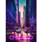 シカゴ CHICAGO 夜景 ポスター 70x50cm 北欧 モダン レトロ シティー  写真 アート おしゃれ 海外 カフェ グッズ  絵 キャンバス