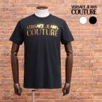 23春夏 VERSACE JEANS COUTURE 丸首Tシャツ 74GAHG06 ロゴ レタード プリント ハイブランド ヴェルサーチェ インポート メンズ