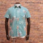 【期間限定ポイント5倍】春夏 AMERICAN EAGLE ヤシの木 柄シャツ 2154-6038 清涼サッカー かわいい 胸ポケット 半袖 父の日 メンズ 30代 40代 50代