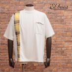 【期間限定ポイント5倍】春夏 Et baas 半袖Tシャツ 日本製 切替デザイン リメイク チェック ワッフル グラスポケット メガネ拭き メンズ 紳士 エバース