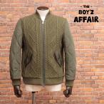 【期間限定ポイント10倍】秋冬 THE BOYZ AFFAIR MA-1ハイブリッド ブルゾン 撥水キルティング ツイル ケーブル編み切替 アウター メンズ