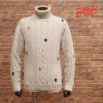 ショッピングレトロ 【期間限定ポイント10倍】秋冬 BOB ケーブル編み タートルネックニット 074731731 ウール アルパカ混 ハンド刺繍 レトロ イタリア製 メンズ ボブ