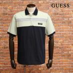 【期間限定P11倍 閉店SALE】GUESS 半袖ポロシャツ KM2K1474 吸水速乾 ハーフジップ 配色切替 カノコ ゴルフ スポーティー カジュアル メンズ ゲス