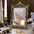 イタリア　ザマック スタンドミラー　　　　　　　家具　インテリア　ミラー　鏡　卓上ミラー　真鍮　アンティーク風　ヨーロピアン　　　　　　　