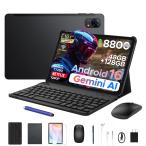 【50%OFFクーポン対象】10インチ セット版 タブレット Android16 Gemini AI Wi-Fiモデル 48GB+128GB 2TB拡張 Widevine L1 P10PRO Bluetoothキーボード付属