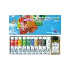 [ 可 ] 水溶性油絵の具 DUO Pコンパクト+オイル 10色セット