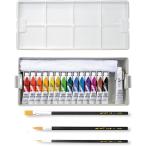 ＜当店オリジナル＞ ホルベイン アクリリックガッシュ 12mL スクールプラセット 15色15本 筆付 【 アクリル絵の具 アクリルガッシュ セット パレット 】