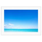 夏写真 沖縄の海 水平線と青空 インテリアアート写真額装 S〜Lサイズ AS0303