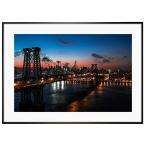 夜景写真 アメリカニューヨーク ブルックリン・ブリッジ インテリアアート写真額装 S〜Lサイズ AS0893