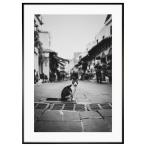 動物写真 街と猫 インテリアアート写真額装 S〜Lサイズ AS1181