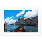 イタリア写真 ヴェネツィア 運河とゴンドラ インテリア モノクロアートポスター額装 S〜Lサイズ AS1911