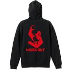 陸上競技 マラソン パーカー メンズ ウェア プルオーバー 「ゴリラワークアウト 陸上 砲丸投げ」 (AW)